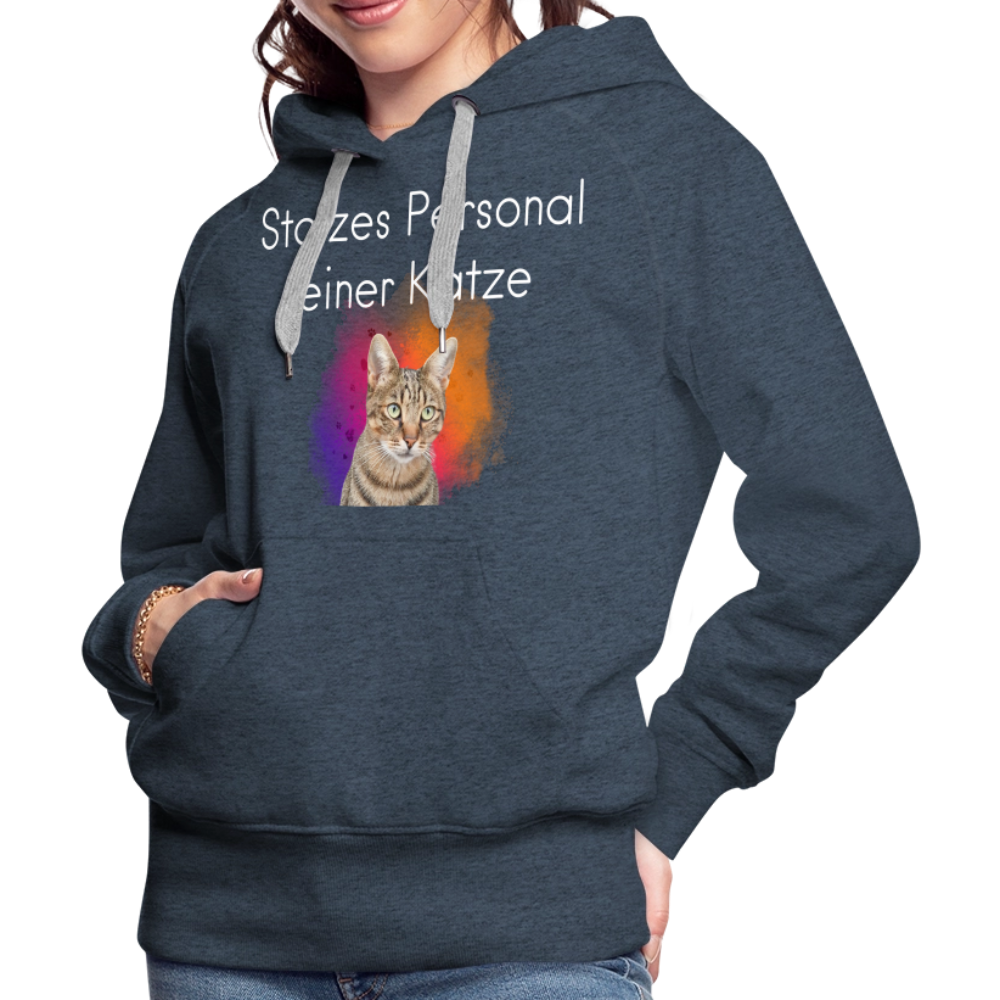 LiNBW.  Frauen Hoodie Stolzes Personal einer Katze - Jeansblau