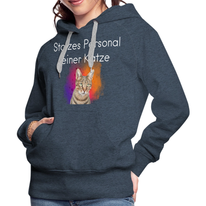 LiNBW.  Frauen Hoodie Stolzes Personal einer Katze - Jeansblau