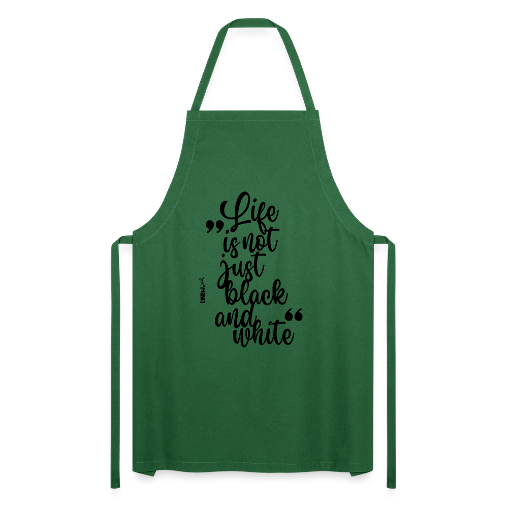 Kochschürze mit Spruch „Life is not just black and white“ – Statement für Küche & Grill - Grün