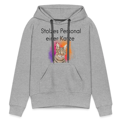 LiNBW.  Frauen Hoodie Stolzes Personal einer Katze - Grau meliert