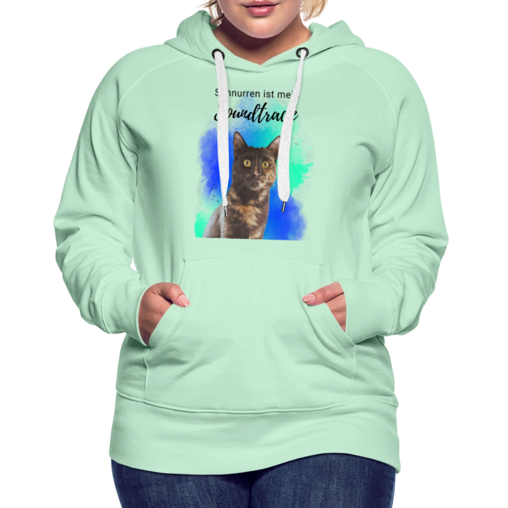 LiNBW.  Frauen Hoodie Schnurren ist mein Soundtrack - helles Mintgrün