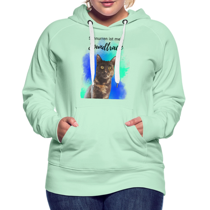 LiNBW.  Frauen Hoodie Schnurren ist mein Soundtrack - helles Mintgrün