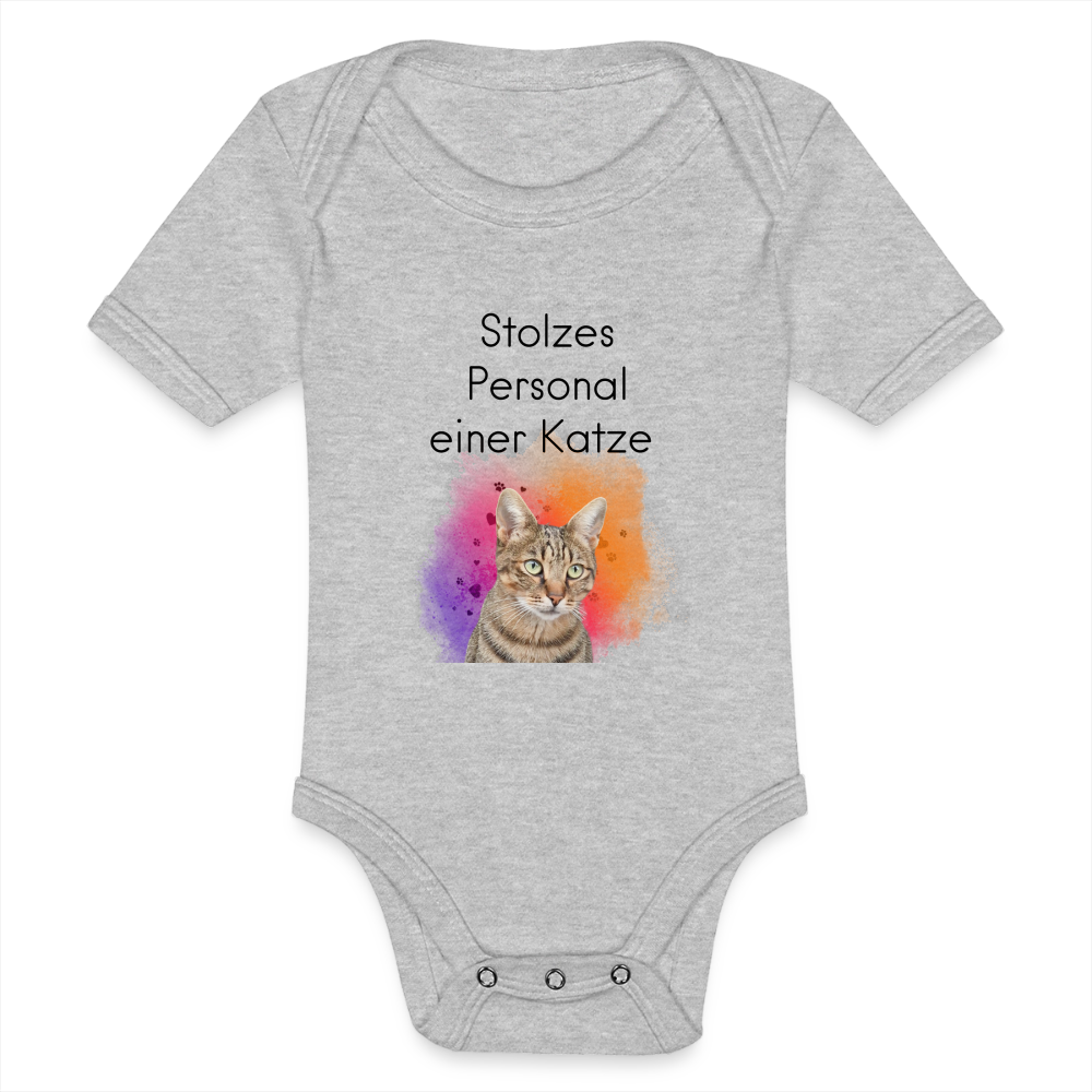 LiNBW. Body Kurzarm Stolzes Personal einer Katze - Grau meliert