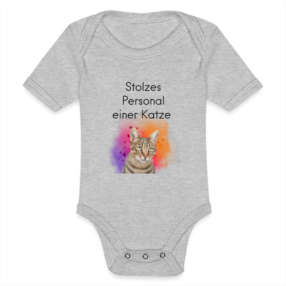 LiNBW. Body Kurzarm Stolzes Personal einer Katze - Grau meliert