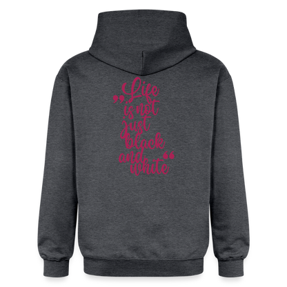 LiNBW. Männer & Frauen Hoodie Life is not just black and white - Dunkelgrau meliert