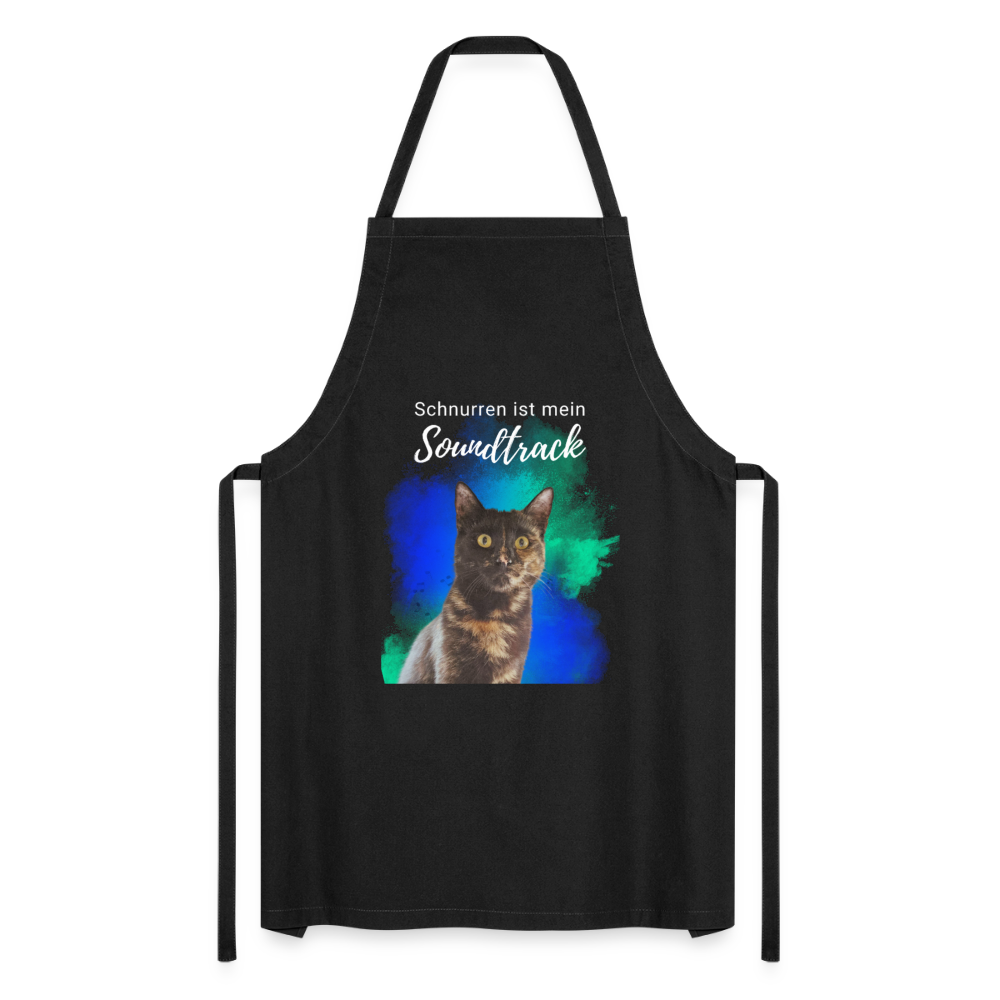 Kochschürze „Schnurren ist mein Soundtrack“ – Katzen-Liebe trifft Küchenkunst - Schwarz