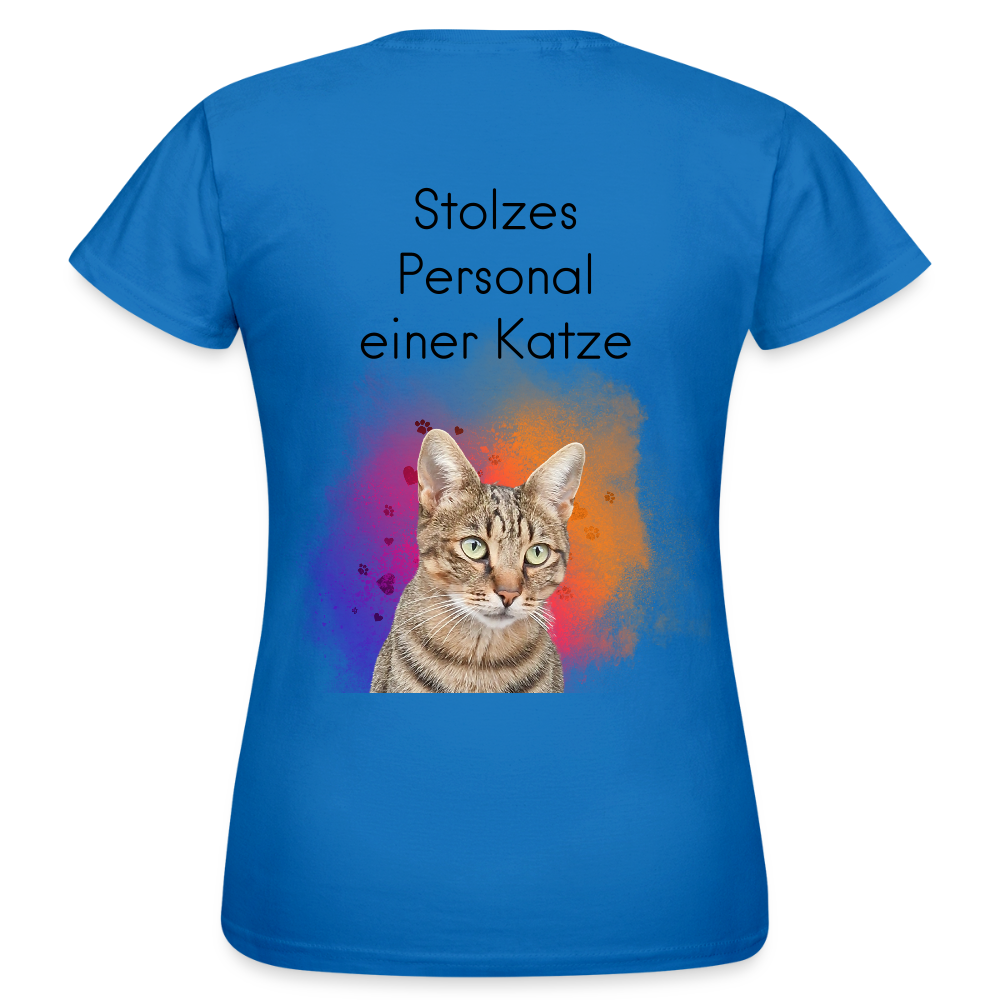 LiNBW. Frauen T-Shirt Stolzes Personal einer Katze - Royalblau