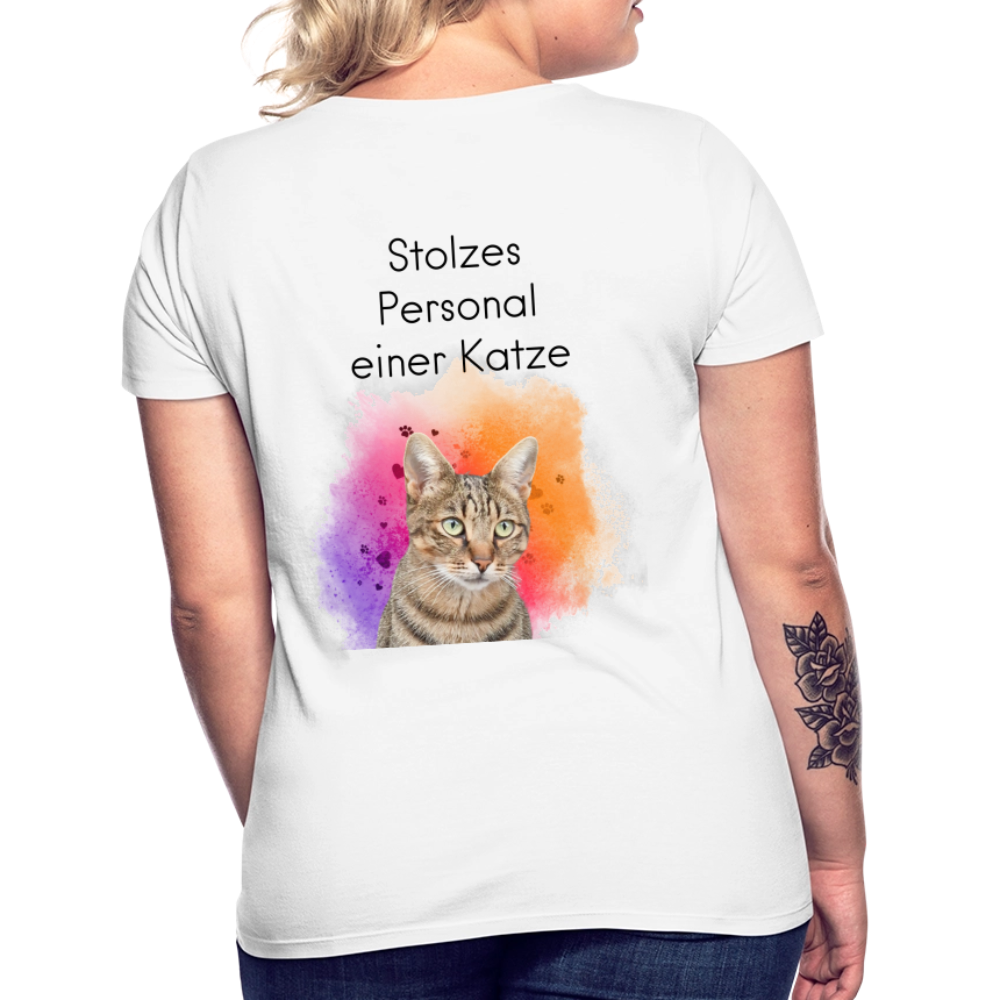 LiNBW. Frauen T-Shirt Stolzes Personal einer Katze - Weiß