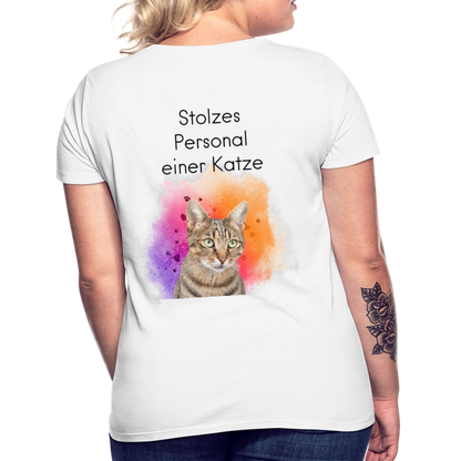 LiNBW. Frauen T-Shirt Stolzes Personal einer Katze - Weiß