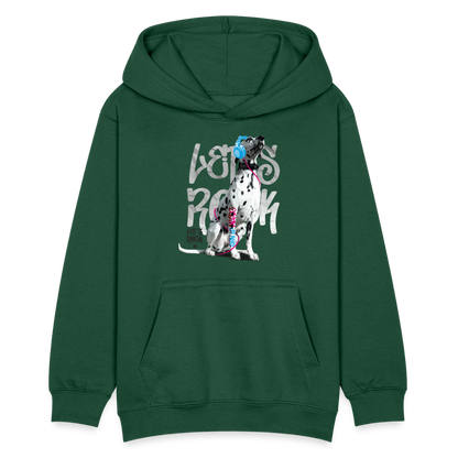 LiNBW. Teenager Hoodie Dalmatiner Let's Rock - Flaschengrün