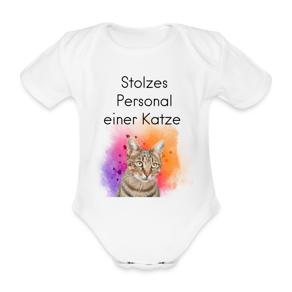 LiNBW. Body Kurzarm Stolzes Personal einer Katze - Weiß