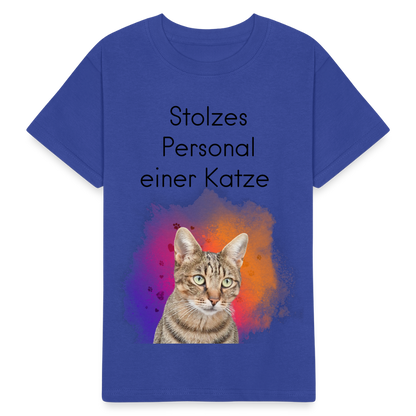 Kinder-T-Shirt – Stolzes Personal einer Katze | Für Mini-Katzenfans - Royalblau