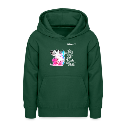 LiNBW. Teenager Hoodie Dalmatiner Life is not just black and white - Flaschengrün