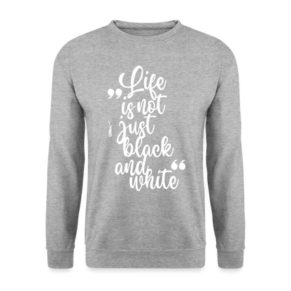 LiNBW. Männer Pullover Life is not just black and white - Weißgrau meliert