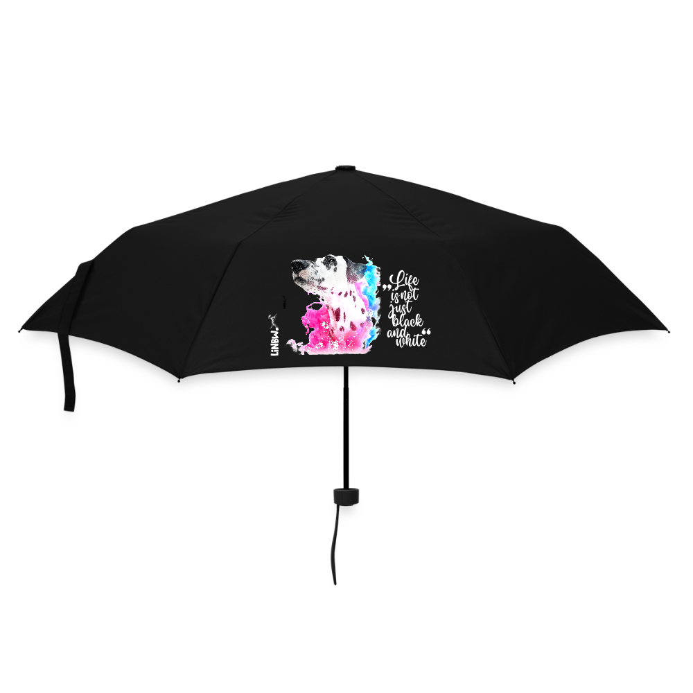Regenschirm „Life is not just black and white“ mit Dalmatiner-Motiv – Für farbenfrohe Tierfreunde - Schwarz