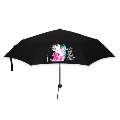 Regenschirm „Life is not just black and white“ mit Dalmatiner-Motiv – Für farbenfrohe Tierfreunde - Schwarz
