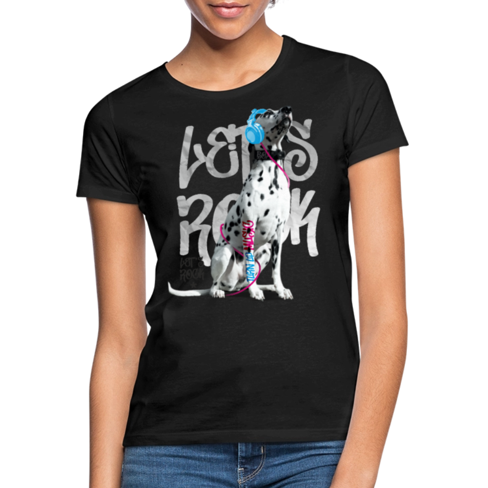 LiNBW. Frauen T-Shirt Dalmatiner Let's Rock - Schwarz