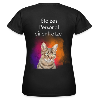 LiNBW. Frauen T-Shirt Stolzes Personal einer Katze - Schwarz