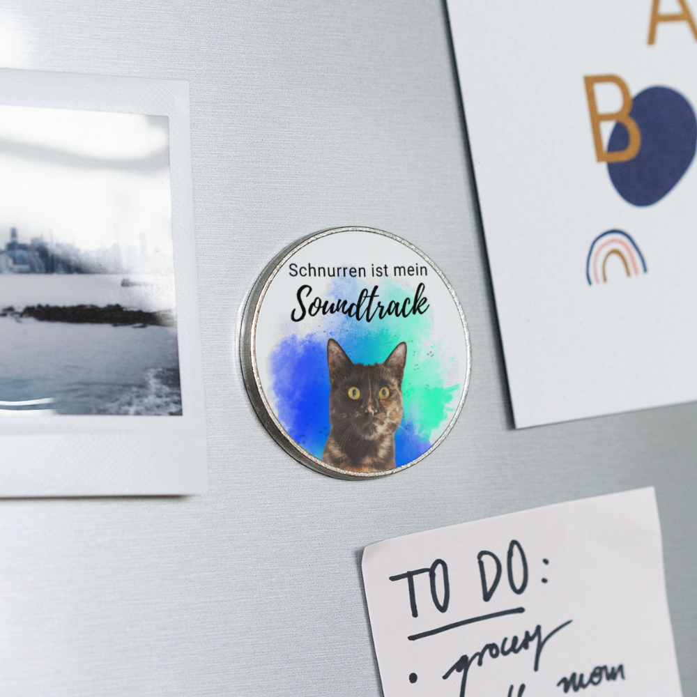 Magnet „Schnurren ist mein Soundtrack“ – Katzenliebe für Kühlschrank & Co. - Weiß