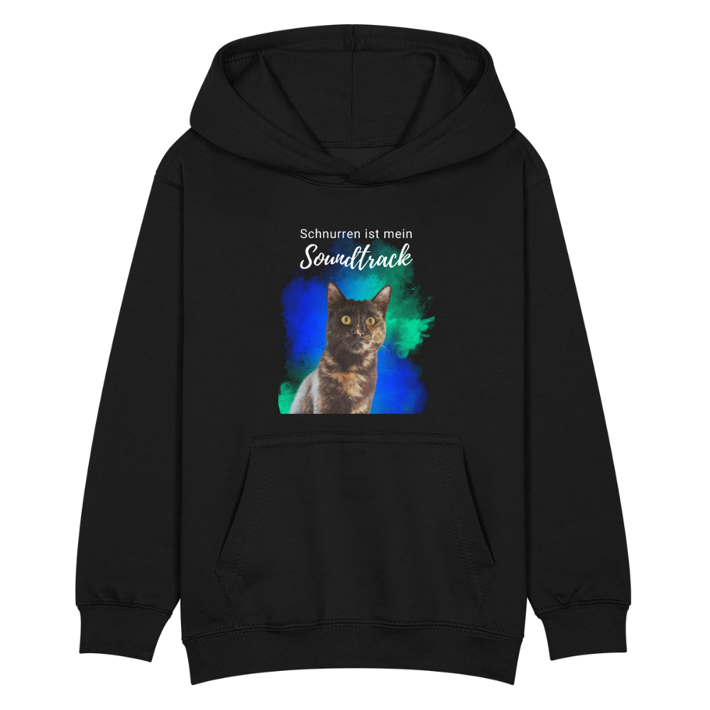 LiNBW. Kinder Hoodie Schnurren ist mein Soundtrack - Schwarz