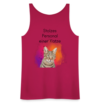 LiNBW. Frauen Tank-Top Stolzes Personal einer Katze - dunkles Pink