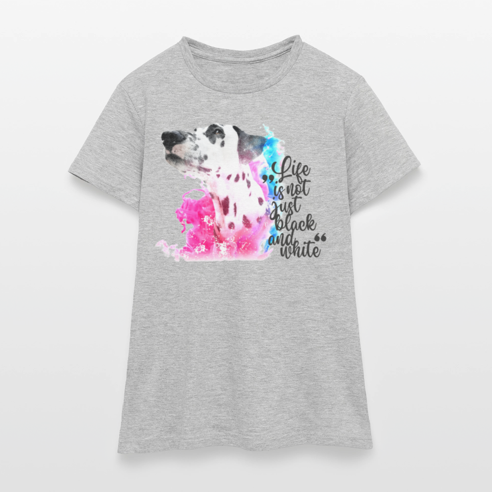 LiNBW. Frauen T-Shirt Dalmatiner Life is not just black and white - Grau meliert