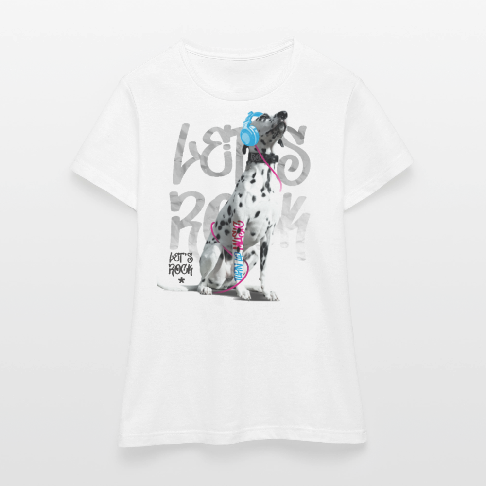 LiNBW. Frauen T-Shirt Dalmatiner Let's Rock - Weiß