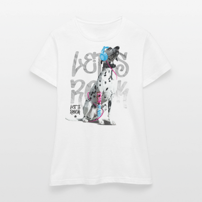 LiNBW. Frauen T-Shirt Dalmatiner Let's Rock - Weiß