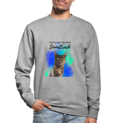 LiNBW. Männer Pullover Schnurren ist mein Soundtrack - Weißgrau meliert