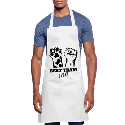 Kochschürze „Best Team Ever!“ – Mensch & Tier, unschlagbar vereint - Weiß