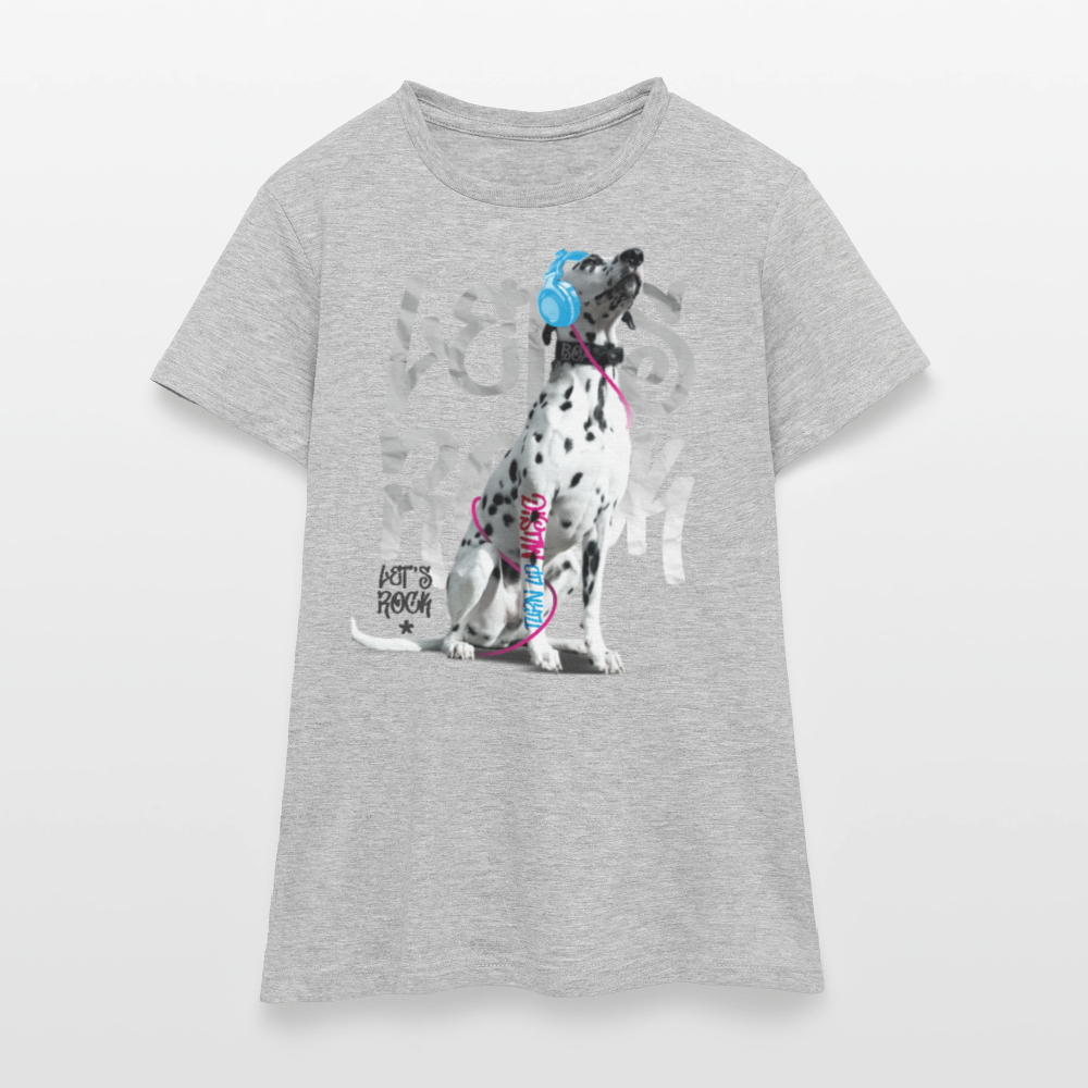 LiNBW. Frauen T-Shirt Dalmatiner Let's Rock - Grau meliert