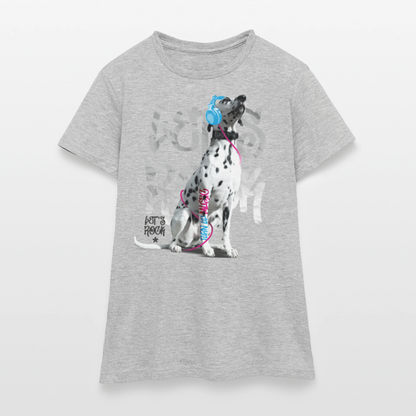 LiNBW. Frauen T-Shirt Dalmatiner Let's Rock - Grau meliert