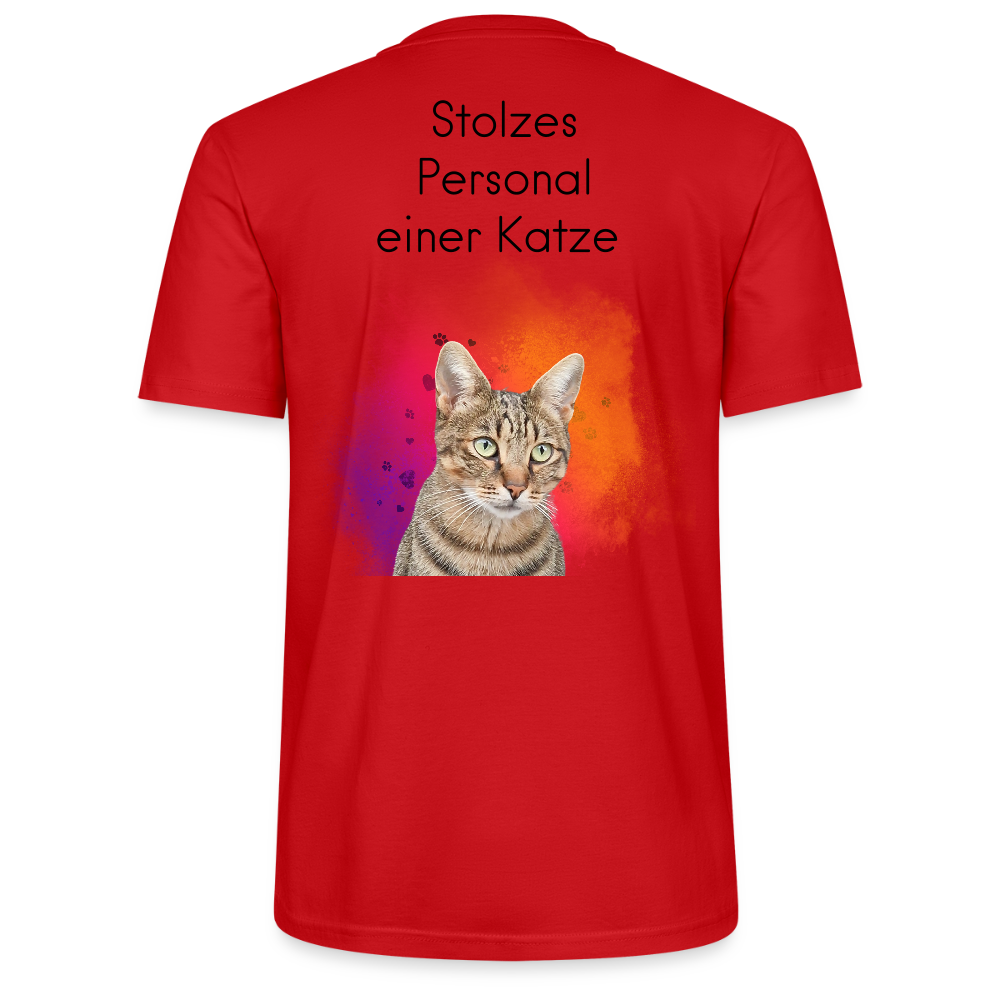 LiNBW. Männer T-Shirt Stolzes Personal einer Katze - Rot