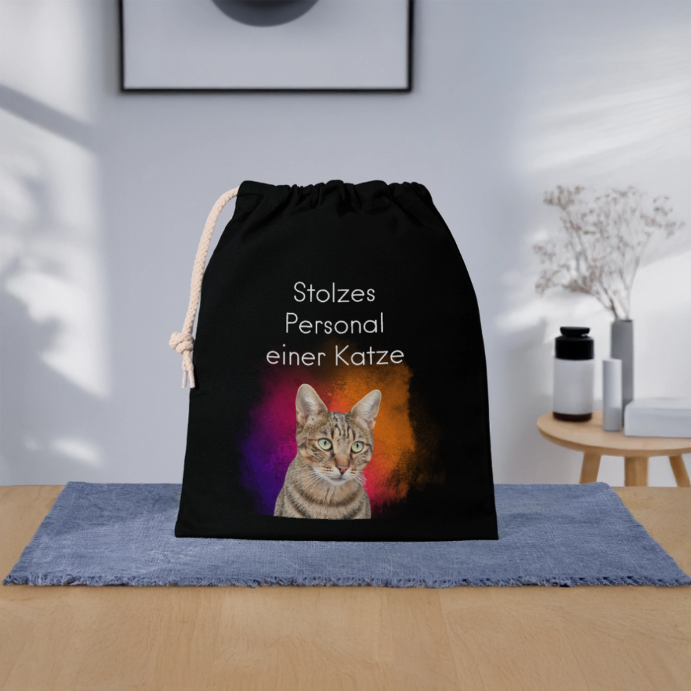 LiNBW. Baumwollbeutel Stolzes Personal einer Katze - Schwarz