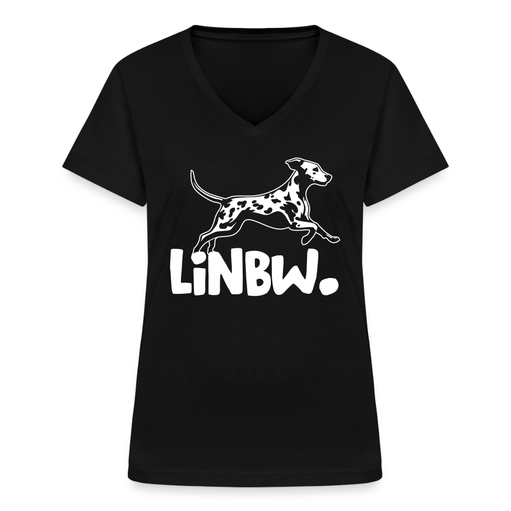 LiNBW. Frauen T-Shirt V-Ausschnitt - Schwarz
