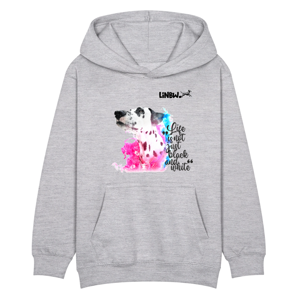 LiNBW. Kinder Hoodie Dalmatiner Life is not just black and white - Hellgrau meliert