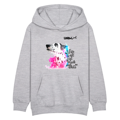 LiNBW. Kinder Hoodie Dalmatiner Life is not just black and white - Hellgrau meliert