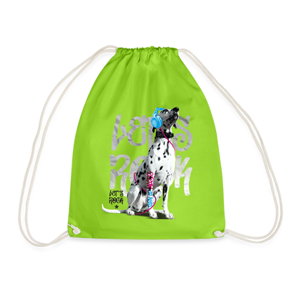 LiNBW. Turnbeutel Dalmatiner Let´s Rock - Neongrün
