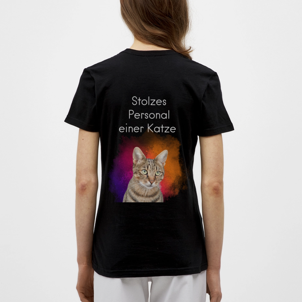 LiNBW. Frauen T-Shirt Stolzes Personal einer Katze - Schwarz