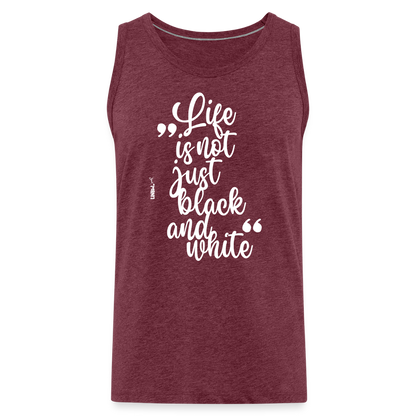 LiNBW. Männer Tank-Top Life is not just black and white - Bordeauxrot meliert