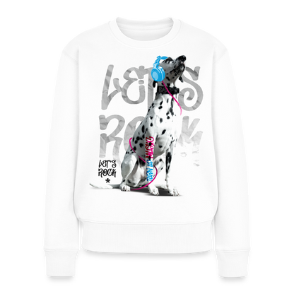 Damen Pullover „Let’s Rock“ – Boa mit Kopfhörern – für Musik- & Hundefans 🎧🐾 - Weiß