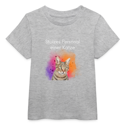 LiNBW. Baby T-Shirt Stolzes Personal einer Katze - Grau meliert