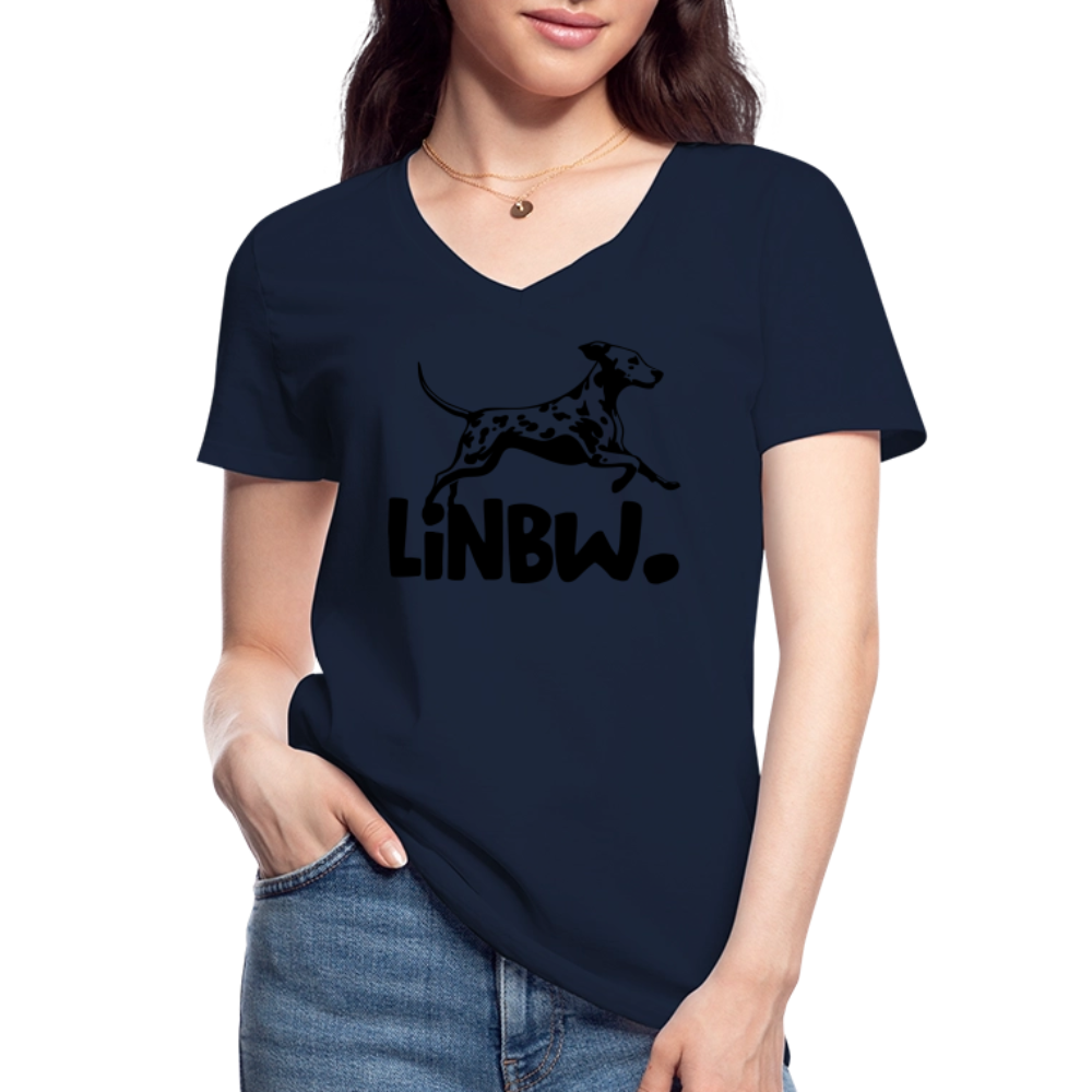 LiNBW. Frauen T-Shirt V-Ausschnitt - Navy