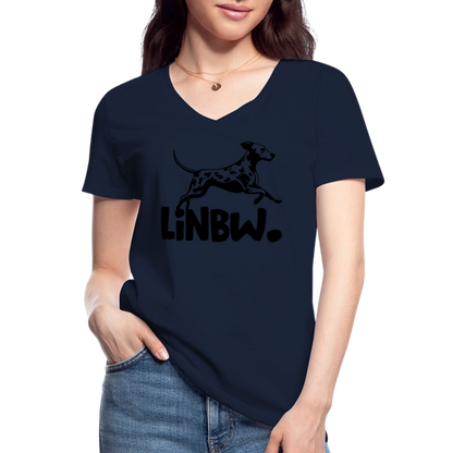 LiNBW. Frauen T-Shirt V-Ausschnitt - Navy