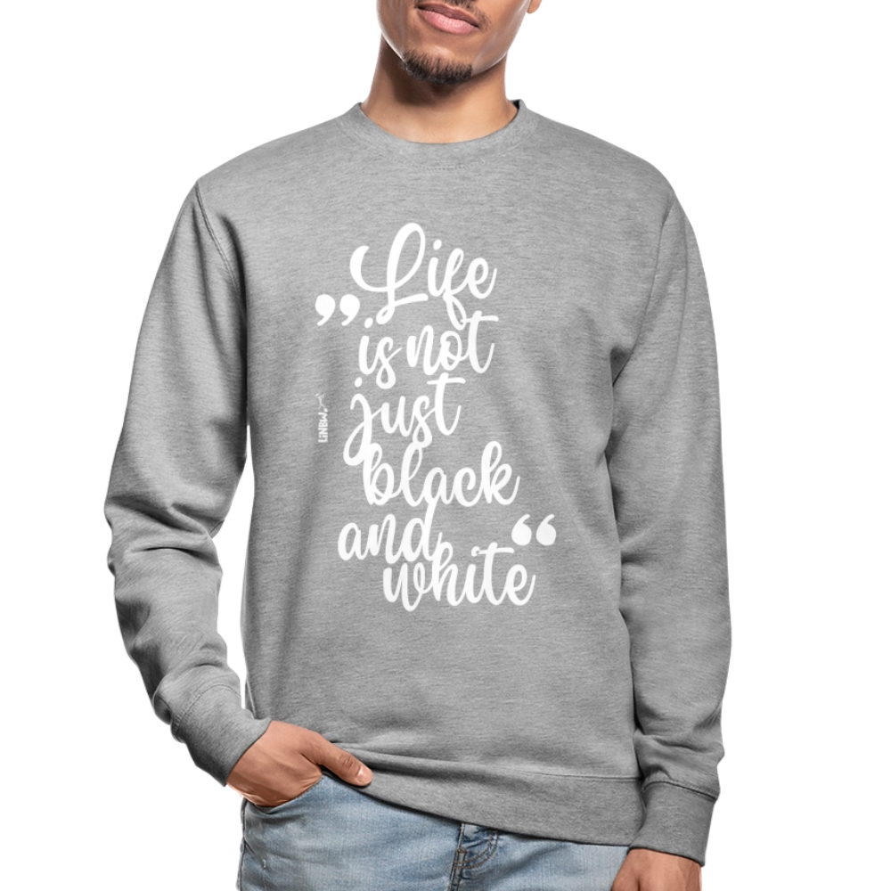 LiNBW. Männer Pullover Life is not just black and white - Weißgrau meliert