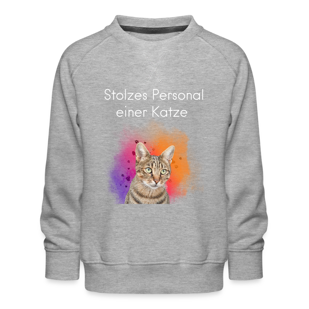 LiNBW. Kinder Pullover Stolzes Personal einer Katze - Grau meliert