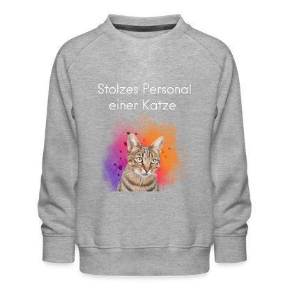 LiNBW. Kinder Pullover Stolzes Personal einer Katze - Grau meliert
