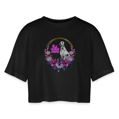 LiNBW. Frauen Cropped T-Shirt Beste Hundemama - Schwarz