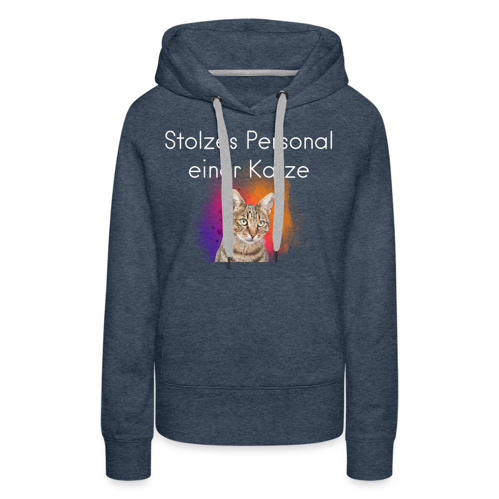 LiNBW.  Frauen Hoodie Stolzes Personal einer Katze - Jeansblau