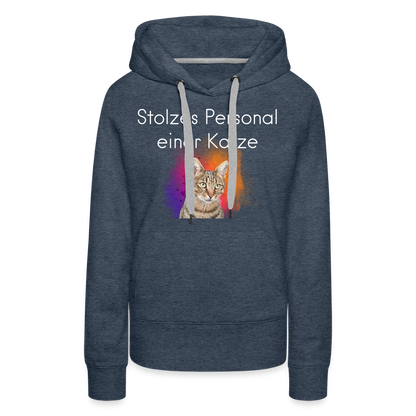 LiNBW.  Frauen Hoodie Stolzes Personal einer Katze - Jeansblau
